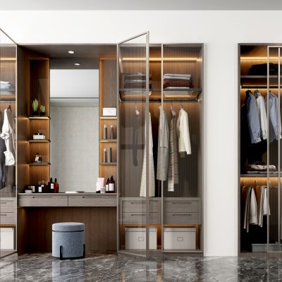 现代轻奢嵌入式衣柜衣橱
