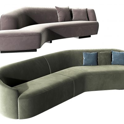 现代布艺弧形沙发