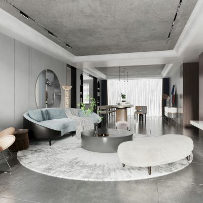 现代高级灰客厅餐厅