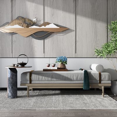 新中式布艺床尾凳