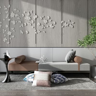 现代布艺床尾凳边几