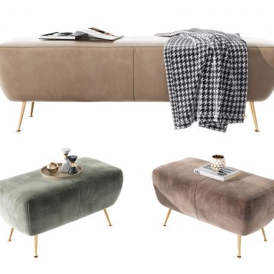 现代皮革床尾脚踏