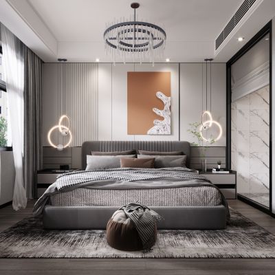 现代卧室，卧室