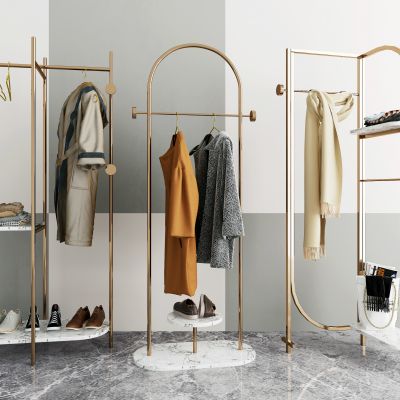 现代服装店金属衣架展架