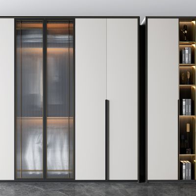 现代轻奢衣柜书柜