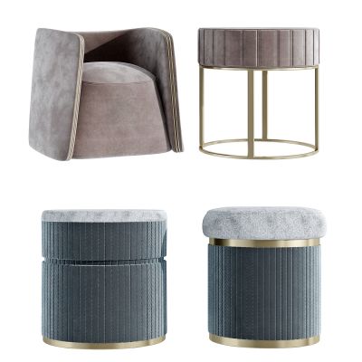 现代布艺圆沙发凳