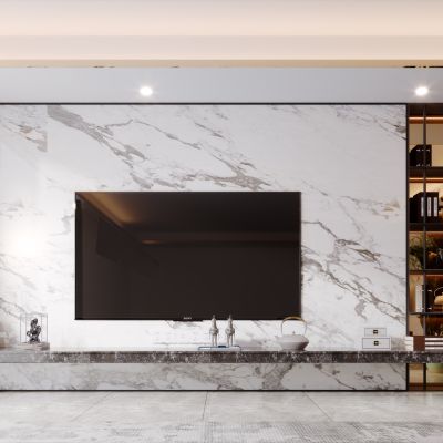 新中式轻奢简约客厅电视背景墙