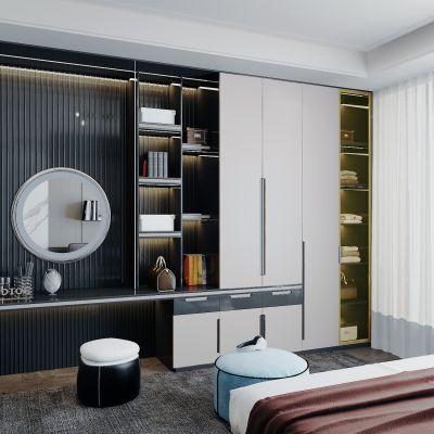 现代一体式衣柜