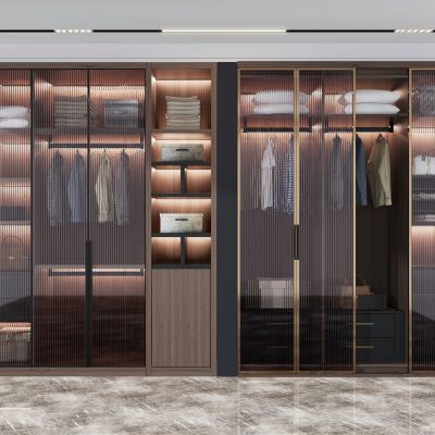 现代轻奢嵌入式玻璃衣柜