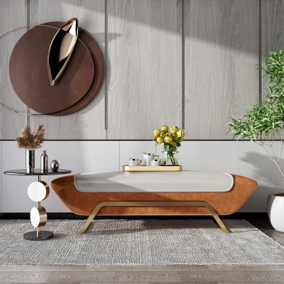 现代床尾凳茶几组合