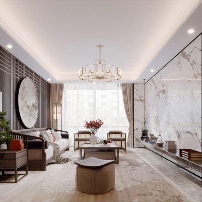 新中式现代简约轻奢客厅