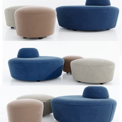 现代圆形布艺沙发凳