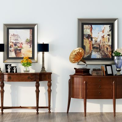 美式实木端景台玄关柜