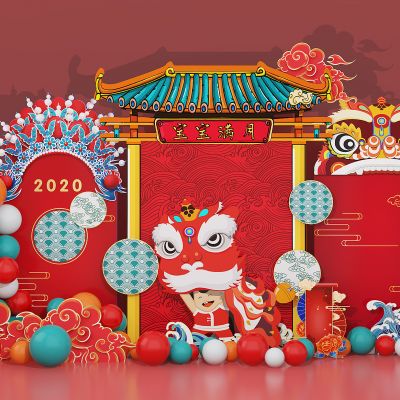 新中式气球国风节日，新年美陈