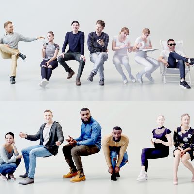 现代坐姿青年男女人物