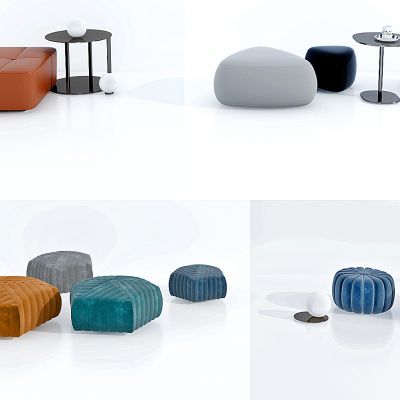 现代绒布沙发垫凳子坐墩组合