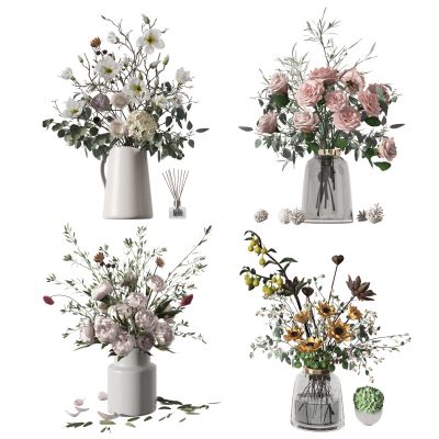 现代插画花艺摆件