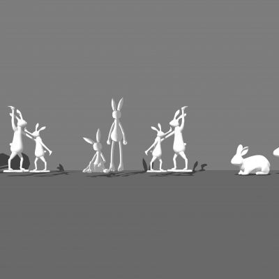 小兔子雕塑3D模型