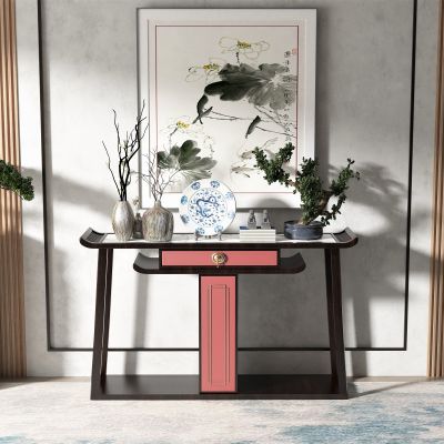 新中式风格端景台，饰品摆件，装饰画