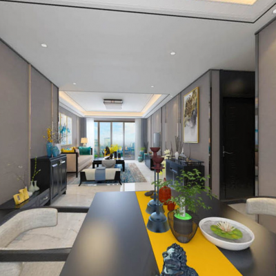 新中式客餐厅全景图