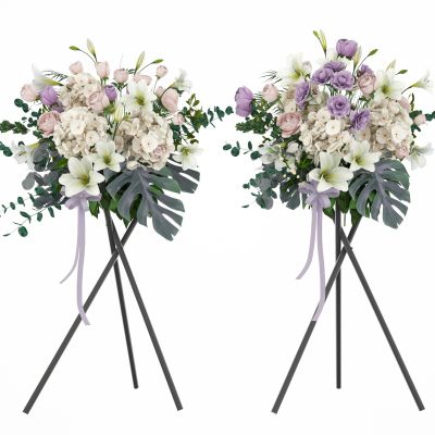 现代插画花艺架摆件