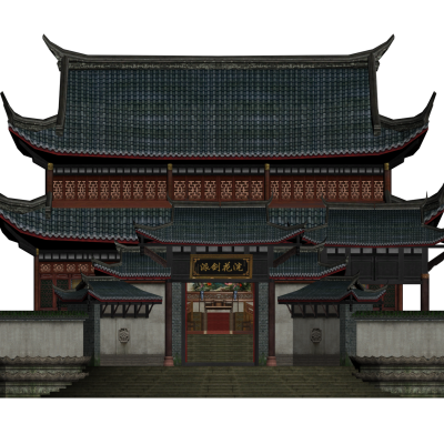 中式古建筑小庭院 浣花剑派 武侠游戏门派