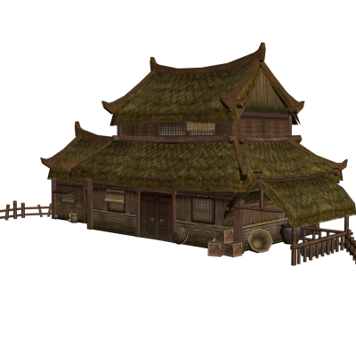 中式古建筑 草房 文心斋 民居 武侠游戏小院子