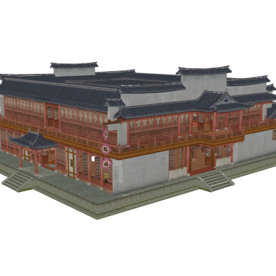 中式古建筑 松鹤酒楼 武侠游戏 仙侠场景