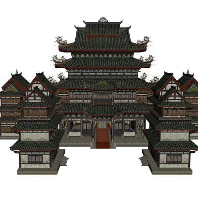 中式古建筑 唐门议事大厅 帮派 武侠门派