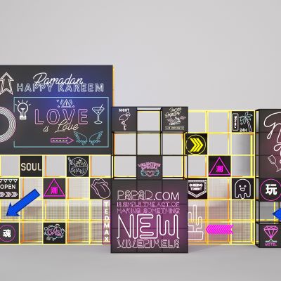 现代霓虹灯摆件背景