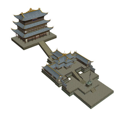 中式古建筑 云顶城 宫殿 武侠场景 仙侠