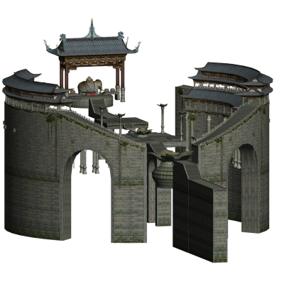 中式古建筑 英雄台 武侠游戏场景 仙侠