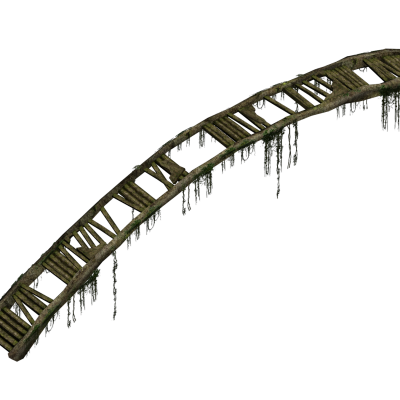 中式古代木桥 破桥 残破场景