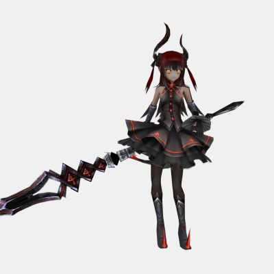 现代游戏角色 长枪美女 