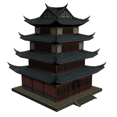 中式古建筑 古代阁楼 藏书阁 百谱殿 武侠场景楼阁 带内景