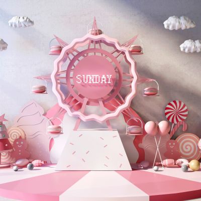 现代合影区粉红摆件