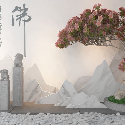 中式园林景观小品3D模型