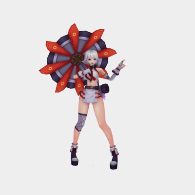 现代游戏角色 红伞美女 