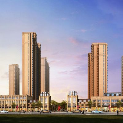 现代住宅和沿街商业