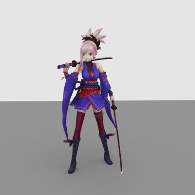 现代游戏角色 双刀美女 