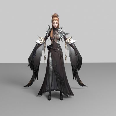 现代游戏角色 黑裙美女 