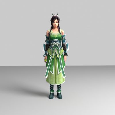 现代游戏角色 绿衣美女 