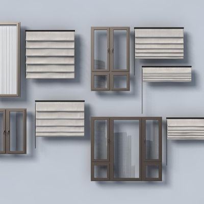 现代合金玻璃窗，带窗帘