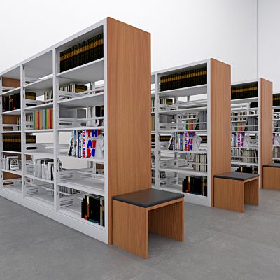 书架、图书馆书架、现代书架、图书室3D模型