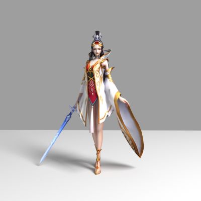 现代游戏角色 白裙美女 