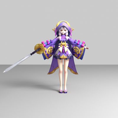 现代游戏角色 长刀美女 