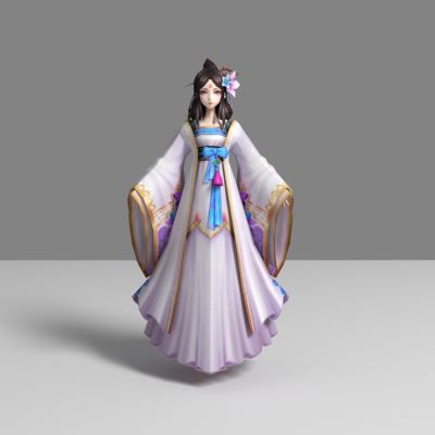 现代游戏角色 白裙美女 