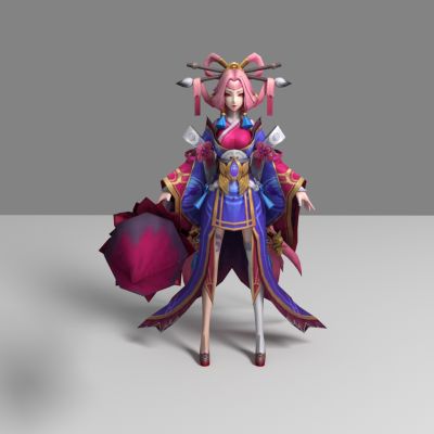 现代游戏角色 毛笔美女 