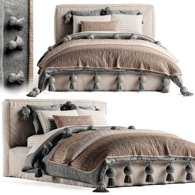 工业风布艺床 单人床