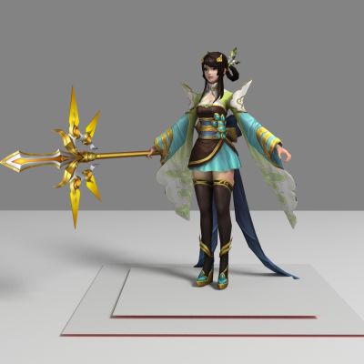 现代游戏角色 法杖美女 